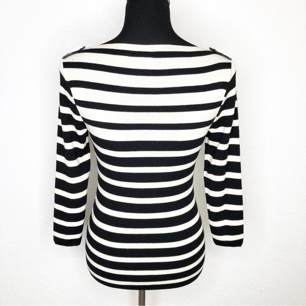 Tory Burch black and cream striped wool sweater size Extra Small - Picture 15 of 15